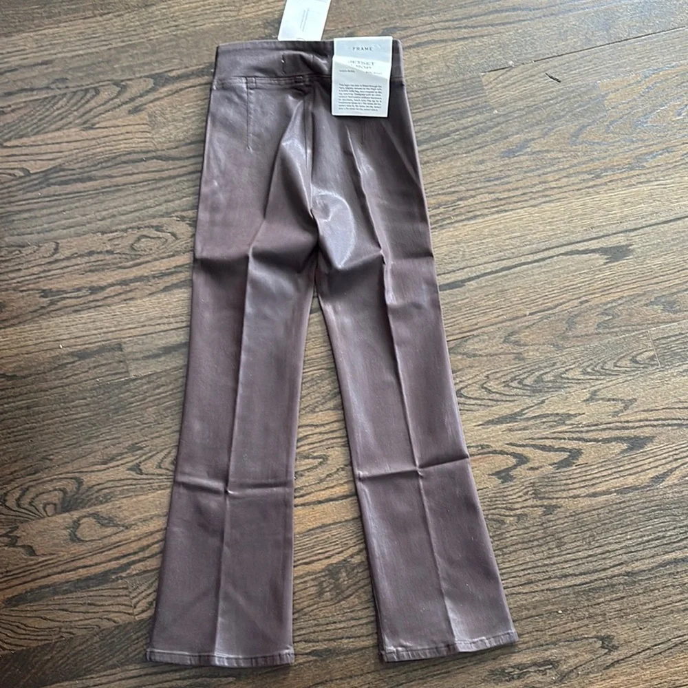 NWT- Sleek Brown Cropped Flared Mini Boot Jeans by FRAME- size 1 - Picture 6 of 7